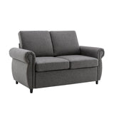 Orisfur Pull Out Sofa Bed Loveseat Sleeper with Twin Size Memory Mattress and USB Ports, Grey Linen, 57.9'