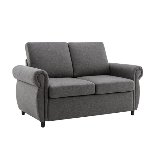 Orisfur Pull Out Sofa Bed Loveseat Sleeper with Twin Size Memory Mattress and USB Ports, Grey Linen, 57.9'