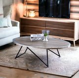 Weathered Gray Oak & Metal Coffee Table