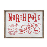 26x18" Iron Wood North Pole Trading Christmas Wall Sign