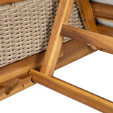 Chaise Lounge Acacia Wood Wicker Gray Cushion 4 Position 76.77in