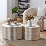 Set of 2 Round Coffee Side Tables, Faux Mars Pattern, Minimalist, Living Room