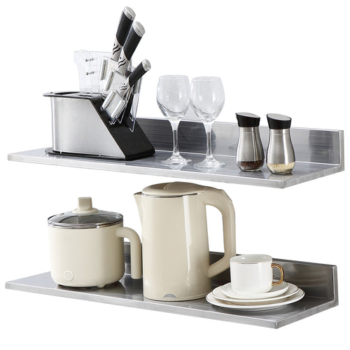 8.6" x 30" Stainless Steel Shelf, Wall Mounted Floating Shelving