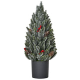 HOMCOM 18' Tall Unlit Miniature Snow-Flocked Tabletop Artificial Christmas Tree,