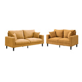 Modern Orange Corduroy Two Piece Sofa Set
