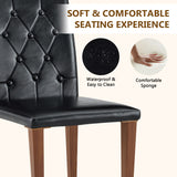 Set of 4 Metal Dining Chair Black/Walnut