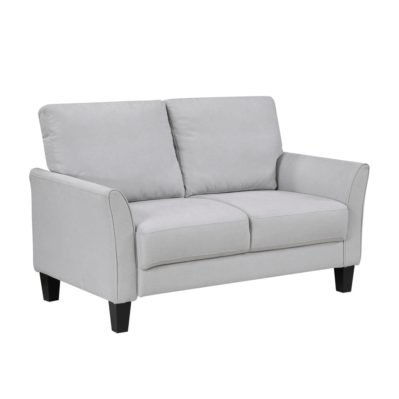 Gray Upholstered Loveseat Plush Solid Wood Living Room