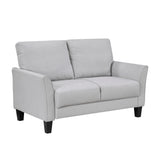 Gray Upholstered Loveseat Plush Solid Wood Living Room