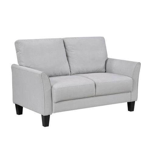 Gray Upholstered Loveseat Plush Solid Wood Living Room