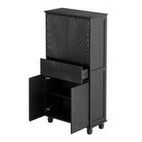 64.5'' Tall Accent 4Door Cabinet, Hollow Sideboard Buffet Cabinet