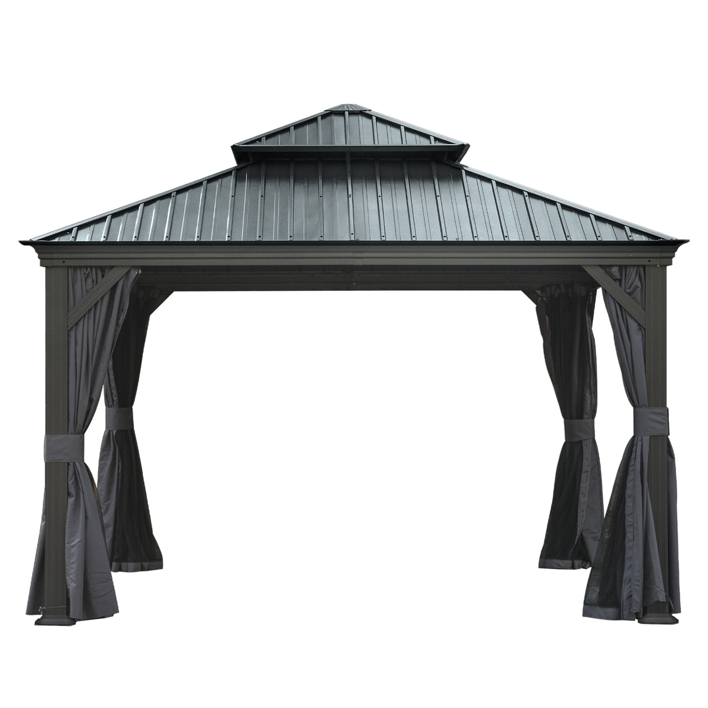 12' X 12' Hardtop Gazebo with Drainage System, Grey