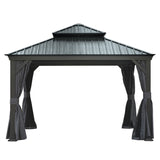 12' X 12' Hardtop Gazebo with Drainage System, Grey