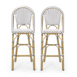 Outdoor Rattan Barstool Set of 2, 29.5" Seat Height
