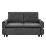 Convertible Sofa Bed 62.75' Loveseat with Adjustable Backrest, USB Ports, Grey Chenille Upholstery