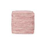 Red and White Square Pouf Ottoman 16x16 Polystyrene Beads