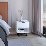 Modern Wood Nightstand with Drawer and Open Storage Shelf
