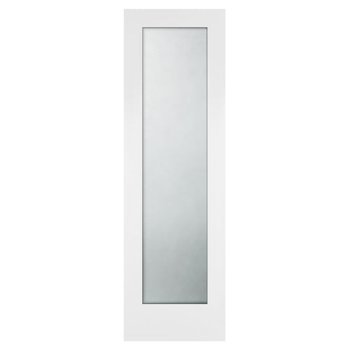 24 in. x 80 in. x 1-3/8 in. Shaker White Primed Full View Tempered Frosted