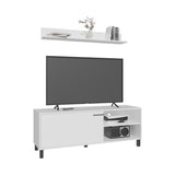 TV Stand and Wall Shelf Set - Engineered Wood - White - 55.1"W