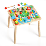 Montessori Activity Table for Toddler 1-3 Years Old, 13 in 1 Wooden Learn Activi