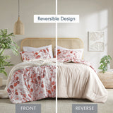 Comforter Set 3-Piece - Reversible Floral Seersucker, Pink, Full/Queen