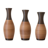 Hand-Woven PVC Rattan Vases Set of 3, GreyBrown