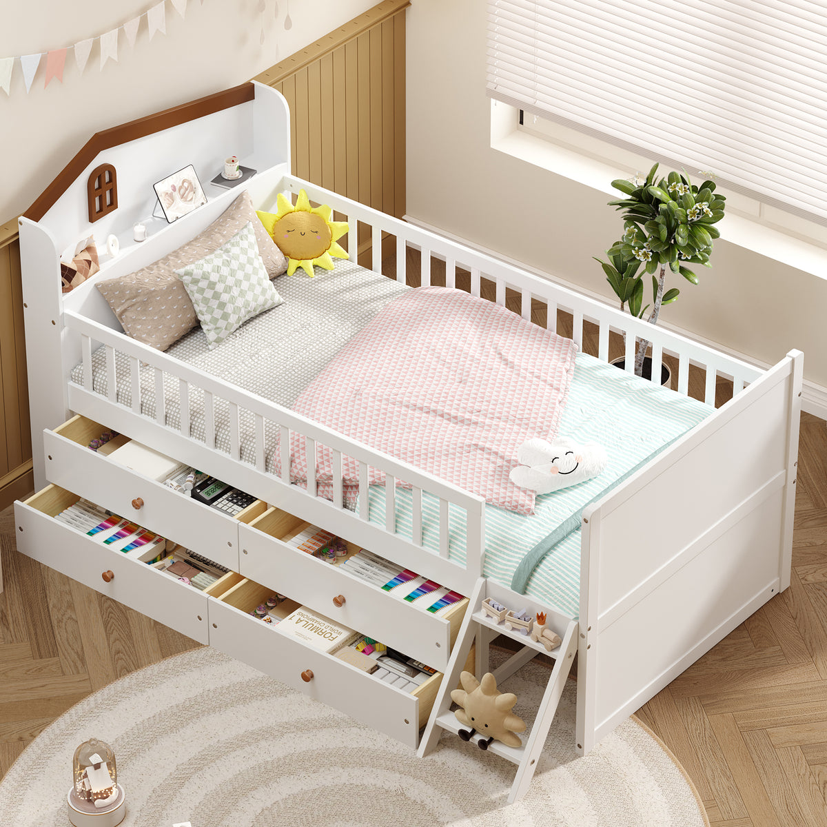 Twin Wood Platform Bed White