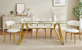 Rectangular Glass Dining Table Gold 71"