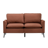 TS Nordic Retro Brown Leather Loveseat Chair with Overstuffed Pillows