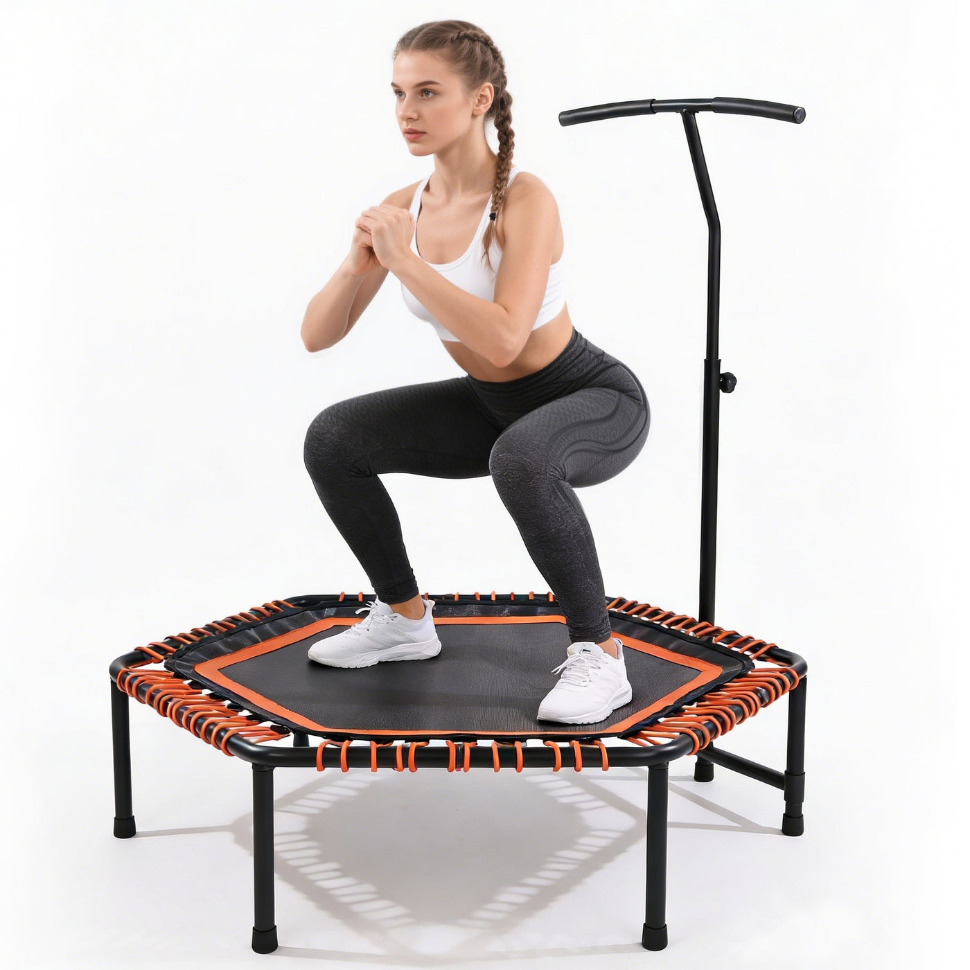 48" Mini Trampoline Rebounder with Adjustable Handle Bar Bungee