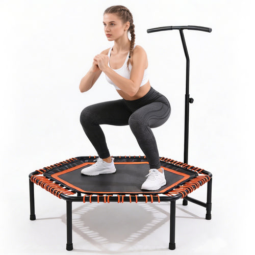 48" Mini Trampoline Rebounder with Adjustable Handle Bar Bungee