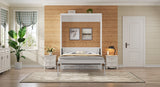 Beige Full Size Murphy Bed with 2 Drawers, Solid Pine Wood + MDF, 80.5''L x 61.5''W x 89''H