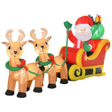 HOMCOM 8ft Long Christmas Inflatable Santa Claus with Sleigh and Reindeer, Outdo