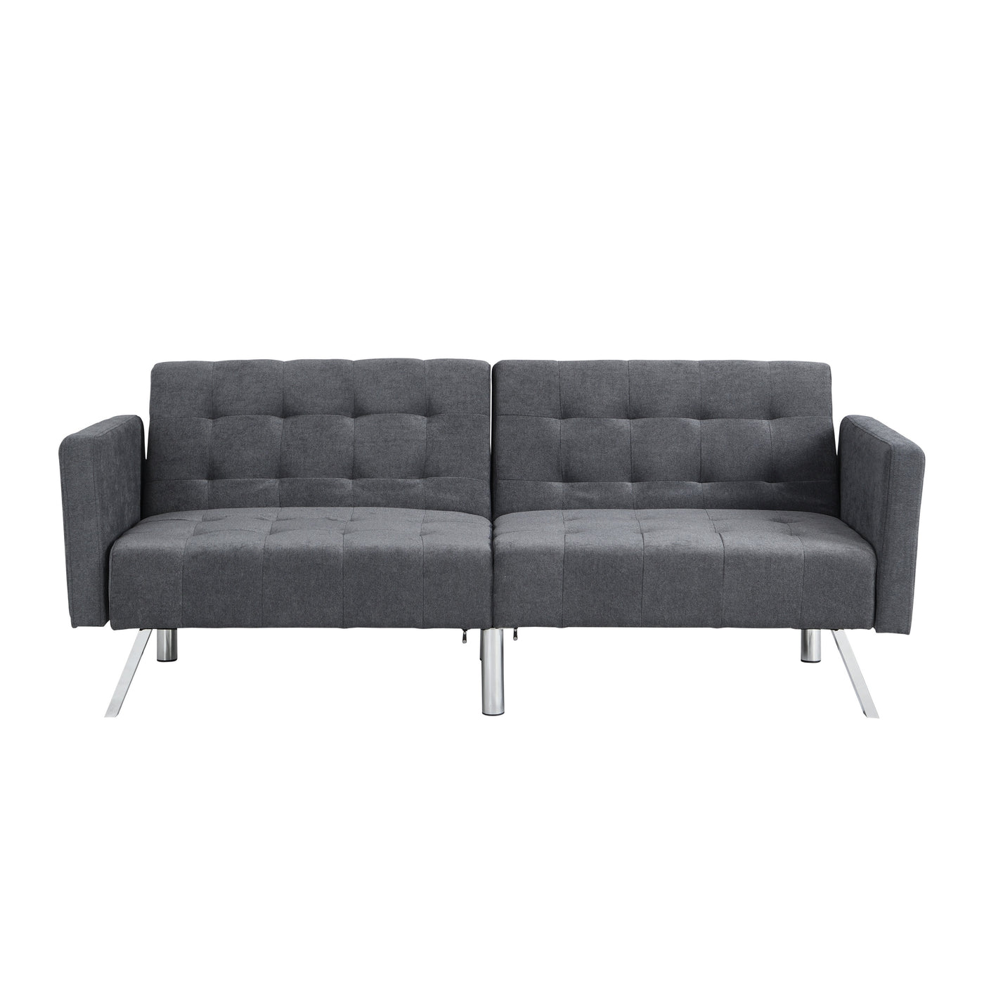 Dark Grey Linen Convertible Folding Sofa Bed with Armrests