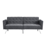 Dark Grey Linen Convertible Folding Sofa Bed with Armrests