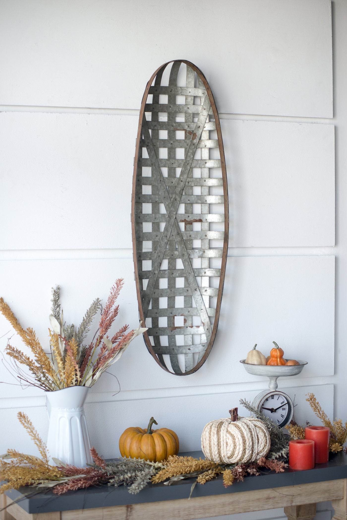 Metal Wall Art Grid Pattern 12.5" x 3" x 37.5