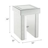 End Table - Glam - Mirrored with Faux Diamond Inlay - 20"H Legs