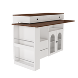 Kitchen Island with Extendable & Rotating Table, MDF with Walnut Veneer Retro De