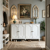Vintage Distressed White Farmhouse Sideboard Buffet Cabinet
