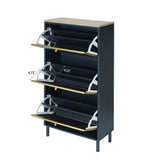 3 Metal Door Shoe Rack, Freestanding Modern Shoe Storage Cabinet, Metal rattan