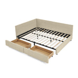 Queen Upholstered Platform Bed Beige