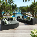 7-Piece Outdoor Wicker Sofa Set with Gray Cushions