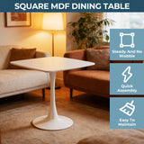 Square Engineered Wood Dining Table Matte White