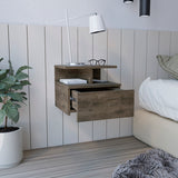 Floating Nightstand - Wall Mounted - Drawer and Open Storage Shelves