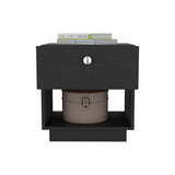 1-Drawer Nightstand with Open Lower Shelf and Wide Top