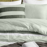 Comforter Set 3-Piece - Striped Textured Print, Sage, King/Cal King