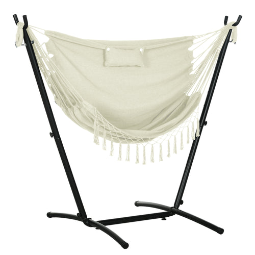 Outdoor Hammock Chair with Stand, Cream White Hanging Lounge