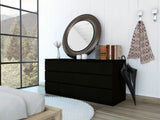 6 Drawer Double Dresser Black Metal Handles