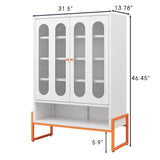 White Metal Double Door Shoe Cabinet 31.49"x13.77"x46.45