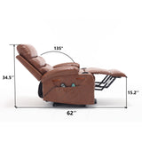 Power Lift Faux Leather Lift Recliner with Massage Brown