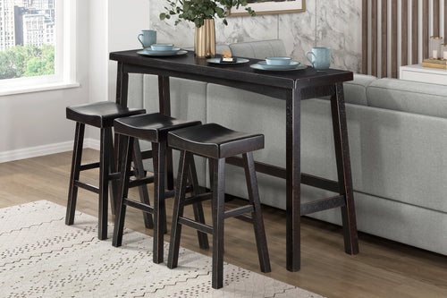 4-Piece Pub Height Dining Set Black Rubberwood Bar Stools